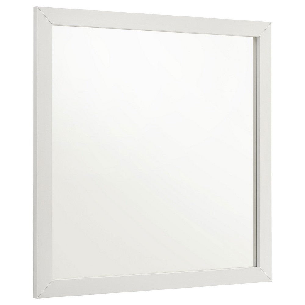 Dex Rectangular Dresser Mirror, Non-Beveled Glass, White Wood-Melamine - BM338142