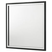 Jenny Square Dresser Mirror, Polished Chrome Trim, Black Wood-Melamine - BM338143