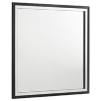 Jenny Square Dresser Mirror, Polished Chrome Trim, Black Wood-Melamine - BM338143