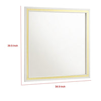 Jenny Square Dresser Mirror, Polished Golden Trim, White Wood-Melamine - BM338144