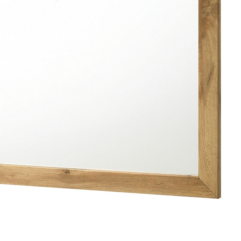 Wemy Rectangular Dresser Mirror, Flat Glass Design, Natural Pine Wood - BM338150