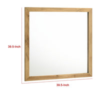 Wemy Rectangular Dresser Mirror, Flat Glass Design, Natural Pine Wood - BM338150