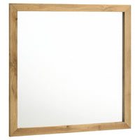 Wemy Rectangular Dresser Mirror, Flat Glass Design, Natural Pine Wood - BM338150