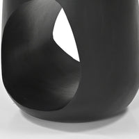 Trik Side End Table, 18 Inch, Free Form Hollow Center Black Wood - BM338351