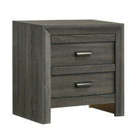 Velz Nightstand, 2 Drawers, Metal Finger Pull Handles, Dark Gray Wood - BM338480
