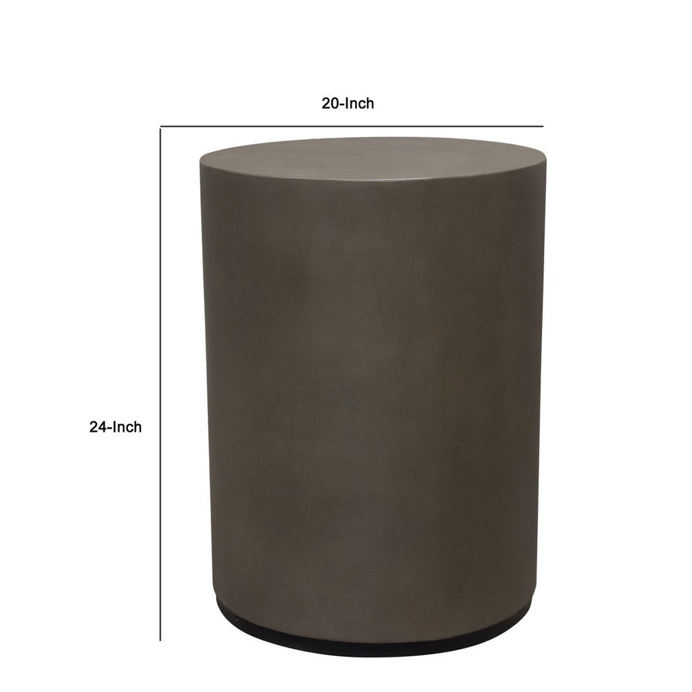 Viko Side End Table, 20 Inch Natural Cement Gray Round Pedestal  -BM338664