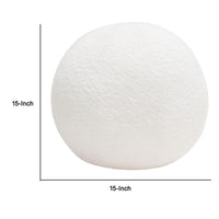 Round Accent Pillow, Ivory Faux Shearling, Polyester Fill, 15 Inch - BM338685