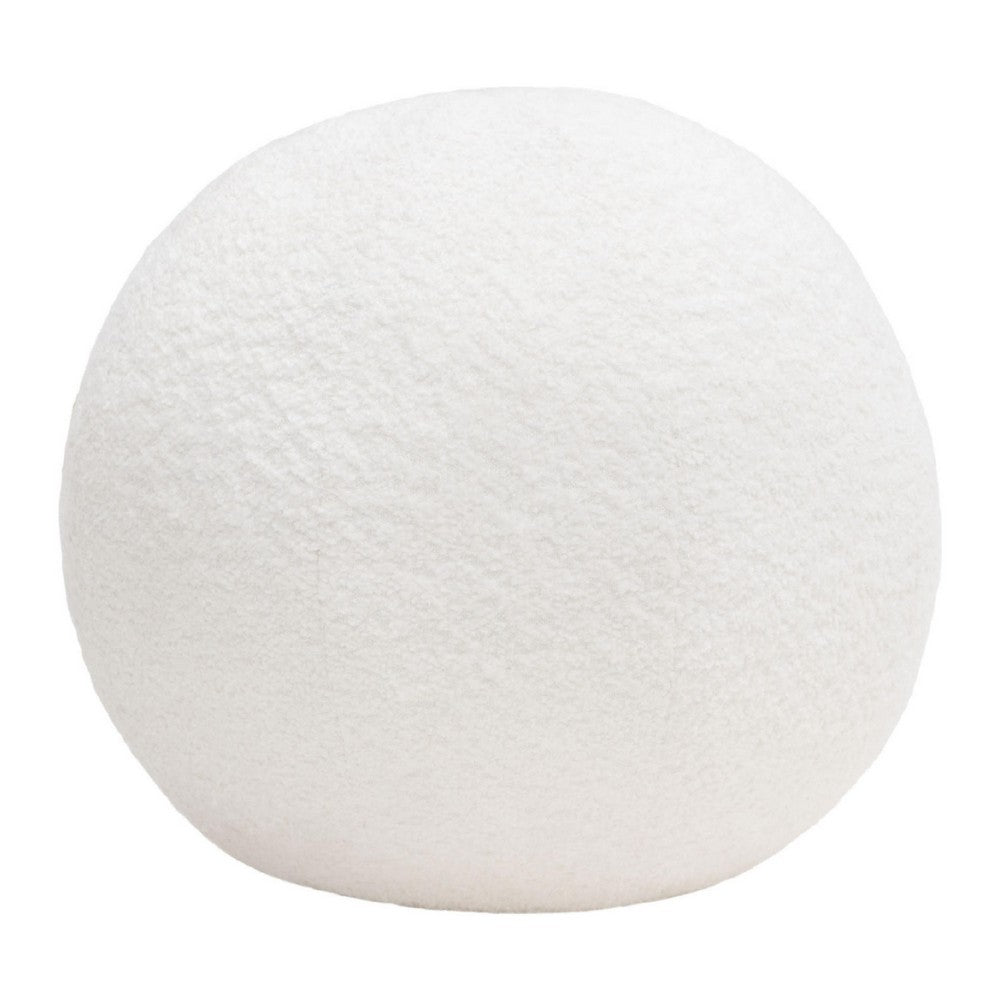 Round Accent Pillow, Ivory Faux Shearling, Polyester Fill, 15 Inch - BM338685
