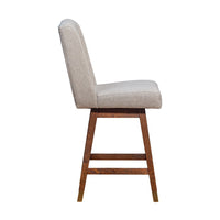 Tynn Swivel Counter Stool Chair, Taupe Gray Wingback, Brown Rubberwood - BM339179