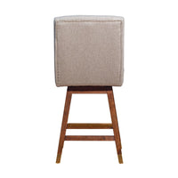 Tynn Swivel Counter Stool Chair, Taupe Gray Wingback, Brown Rubberwood - BM339179