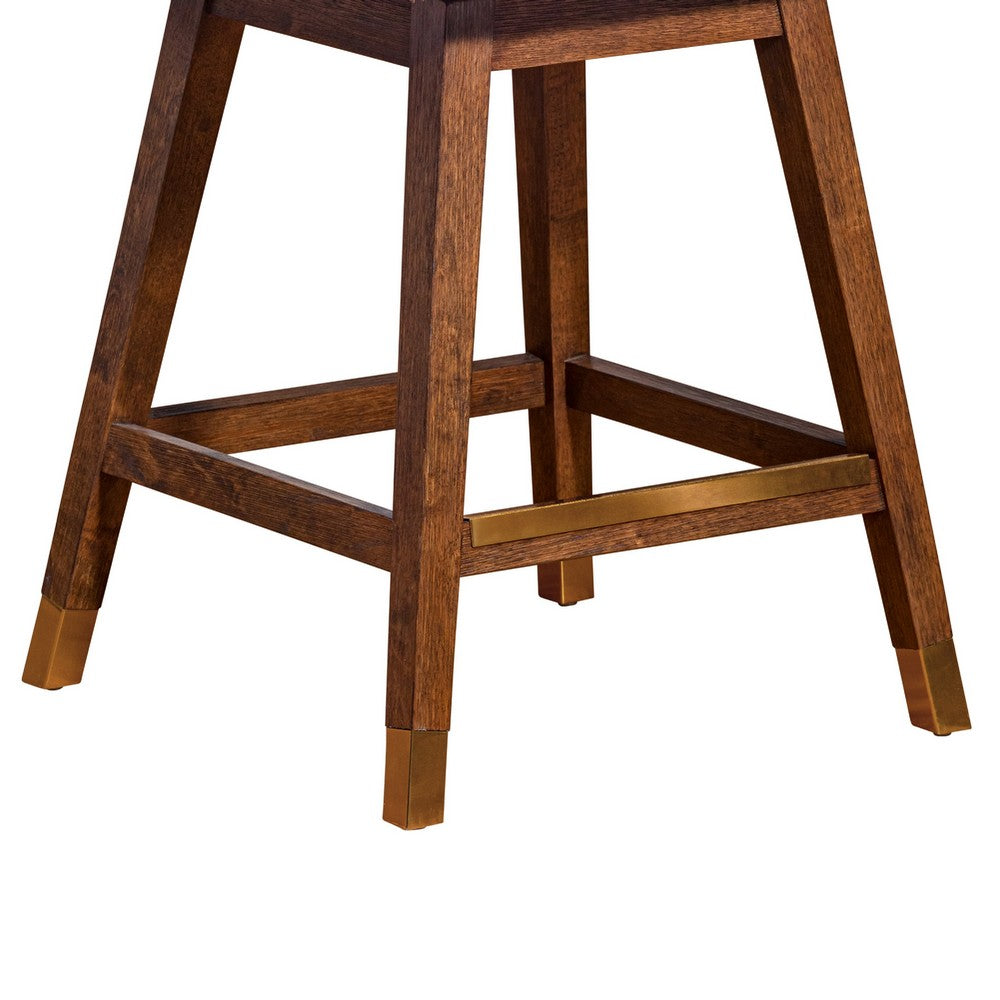 Tynn Swivel Counter Stool Chair, Taupe Gray Wingback, Brown Rubberwood - BM339179