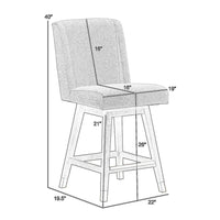 Tynn Swivel Counter Stool Chair, Taupe Gray Wingback, Brown Rubberwood - BM339179