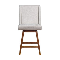 Tynn Swivel Counter Stool Chair, Beige Wingback, Brown Rubberwood - BM339180