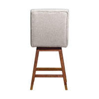 Tynn Swivel Counter Stool Chair, Beige Wingback, Brown Rubberwood - BM339180