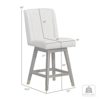 Tynn Swivel Counter Stool Chair, Beige Wingback, Brown Rubberwood - BM339180