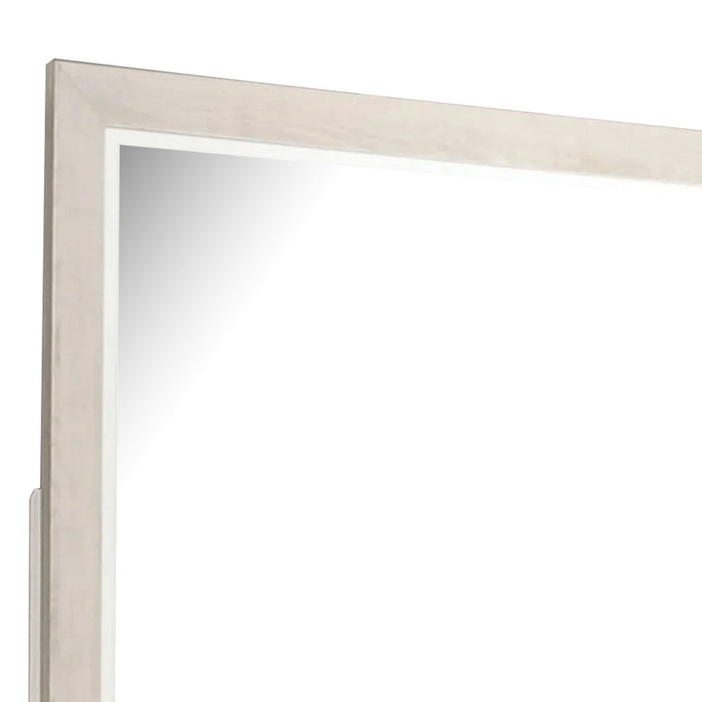 Hyao Dresser Mirror, White Wash Veneer, 38 Inch Square Frame - BM339310