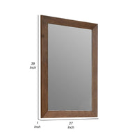 Roma Dresser Mirror, 39 Inch Rectangular Frame, Walnut Brown Solid Wood - BM339474