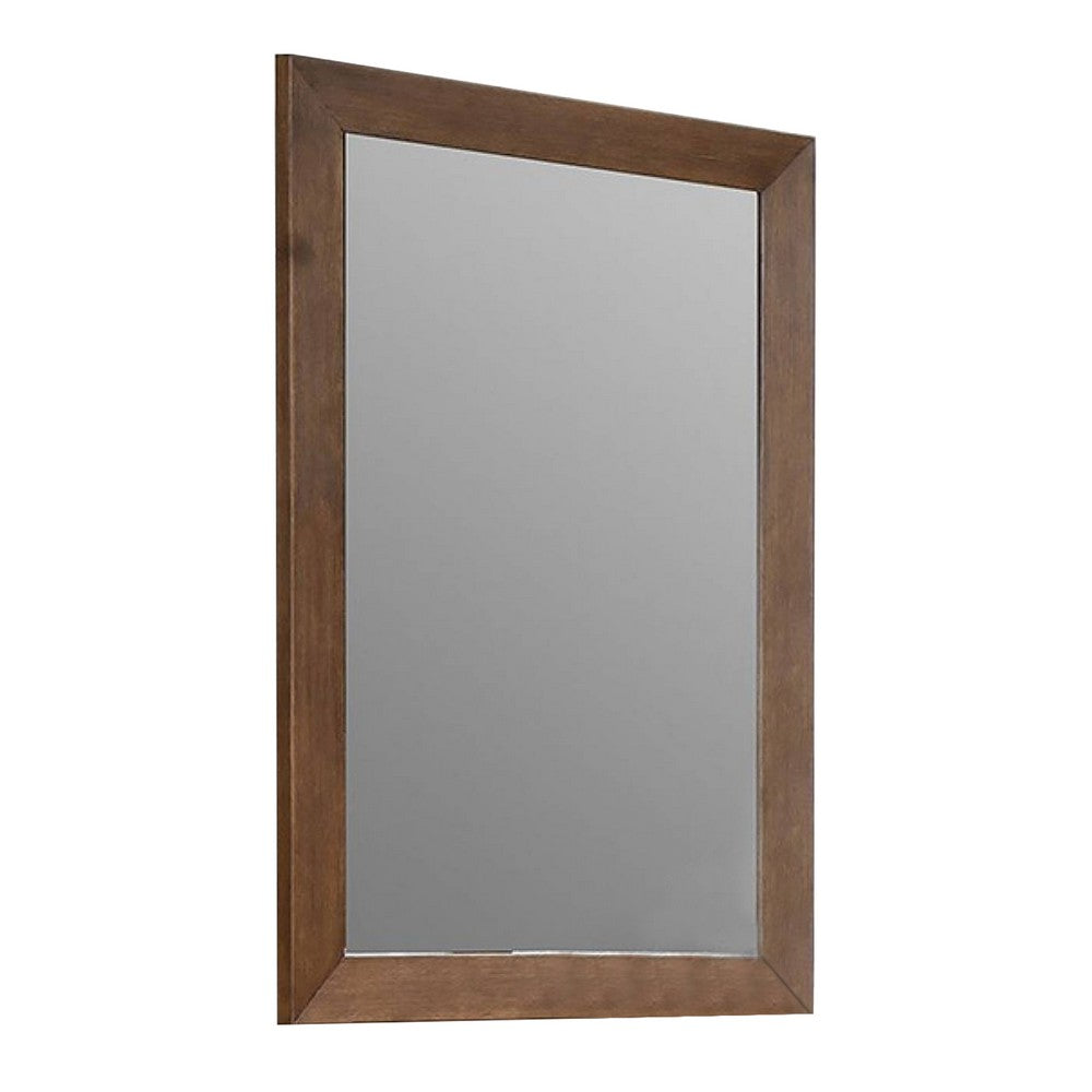 Roma Dresser Mirror, 39 Inch Rectangular Frame, Walnut Brown Solid Wood - BM339474