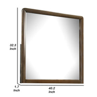 Cair Dresser Mirror, 32 Inch Rectangular Frame, Round Edges, Brown Wood - BM339478