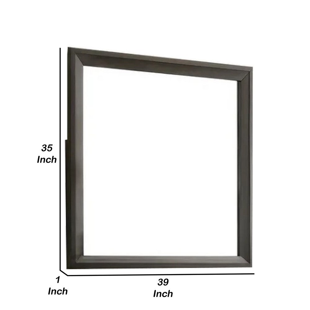 Fema Dresser Mirror, 35 Inch Bevel Edge Frame, Brown Wood - BM339481