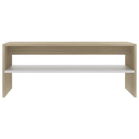 39 Inch Coffee Table w Shelf, Rectangular, Oak Beige and White Wood - BM339648