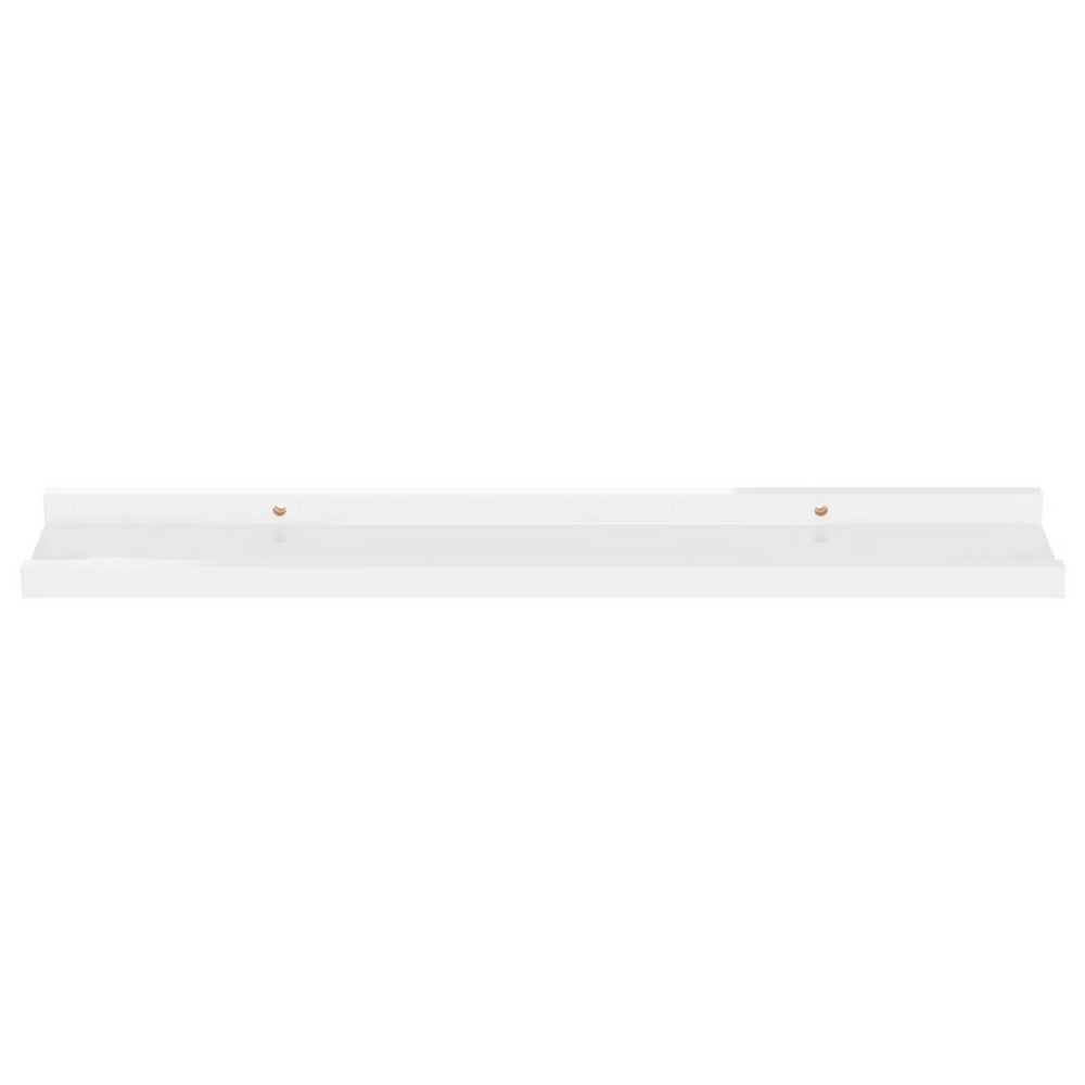 4pc Wall Mounted Floating Display Shelf Set, High Gloss White Wood - BM339664