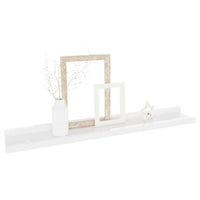 4pc Wall Mounted Floating Display Shelf Set, High Gloss White Wood - BM339664