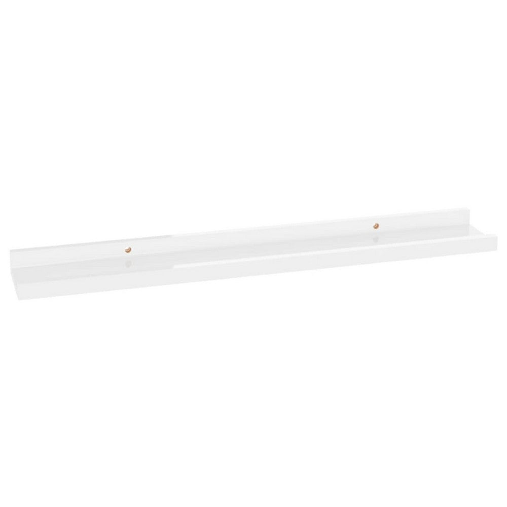 4pc Wall Mounted Floating Display Shelf Set, High Gloss White Wood - BM339664