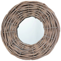 3pc Decorative Wall Mounted Mirror Set, Rattan Wicker Woven Frame in Beige - BM339671