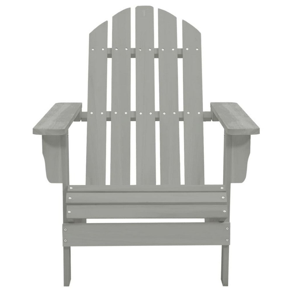 Ava Outdoor Garden Chair, High Slatted Back, Wide Arms, Gray Natural Wood - BM339691
