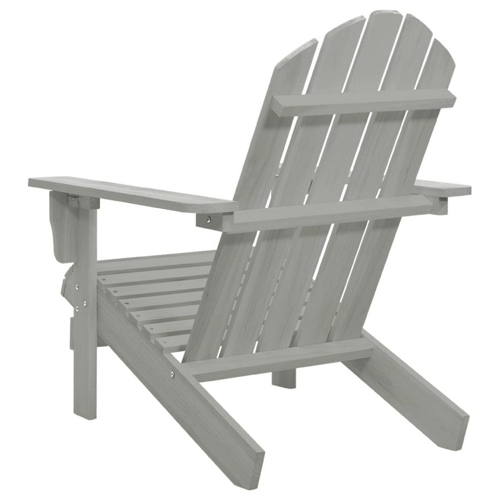 Ava Outdoor Garden Chair, High Slatted Back, Wide Arms, Gray Natural Wood - BM339691