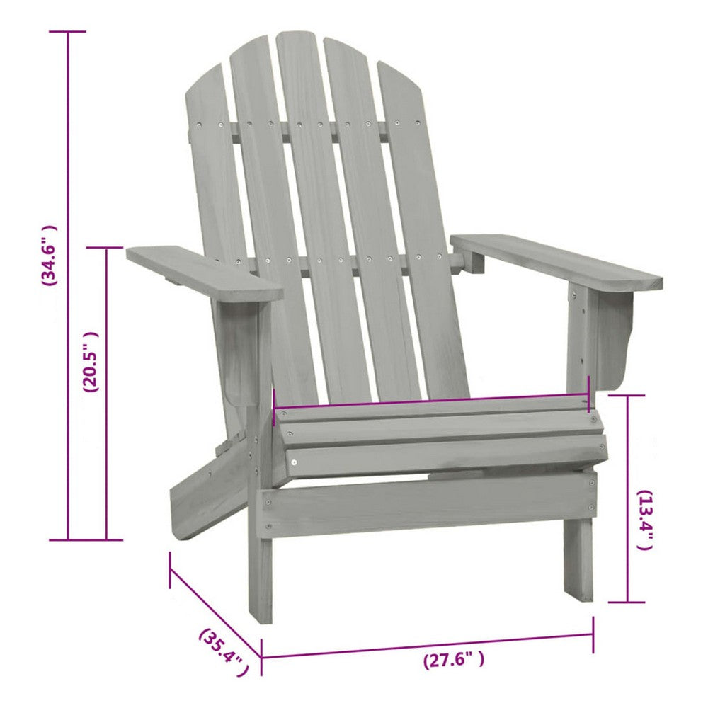 Ava Outdoor Garden Chair, High Slatted Back, Wide Arms, Gray Natural Wood - BM339691