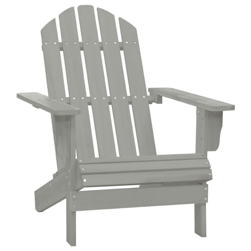 Ava Outdoor Garden Chair, High Slatted Back, Wide Arms, Gray Natural Wood - BM339691