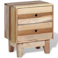 Gloria Bedside Cabinet with 2 Drawers, Tapered Legs, Beige Solid Wood - BM339728