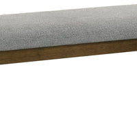 Lyoi Dining Bench, 47 Inch Gray Rectangular Fabric Seat, Brown Wood - BM340163
