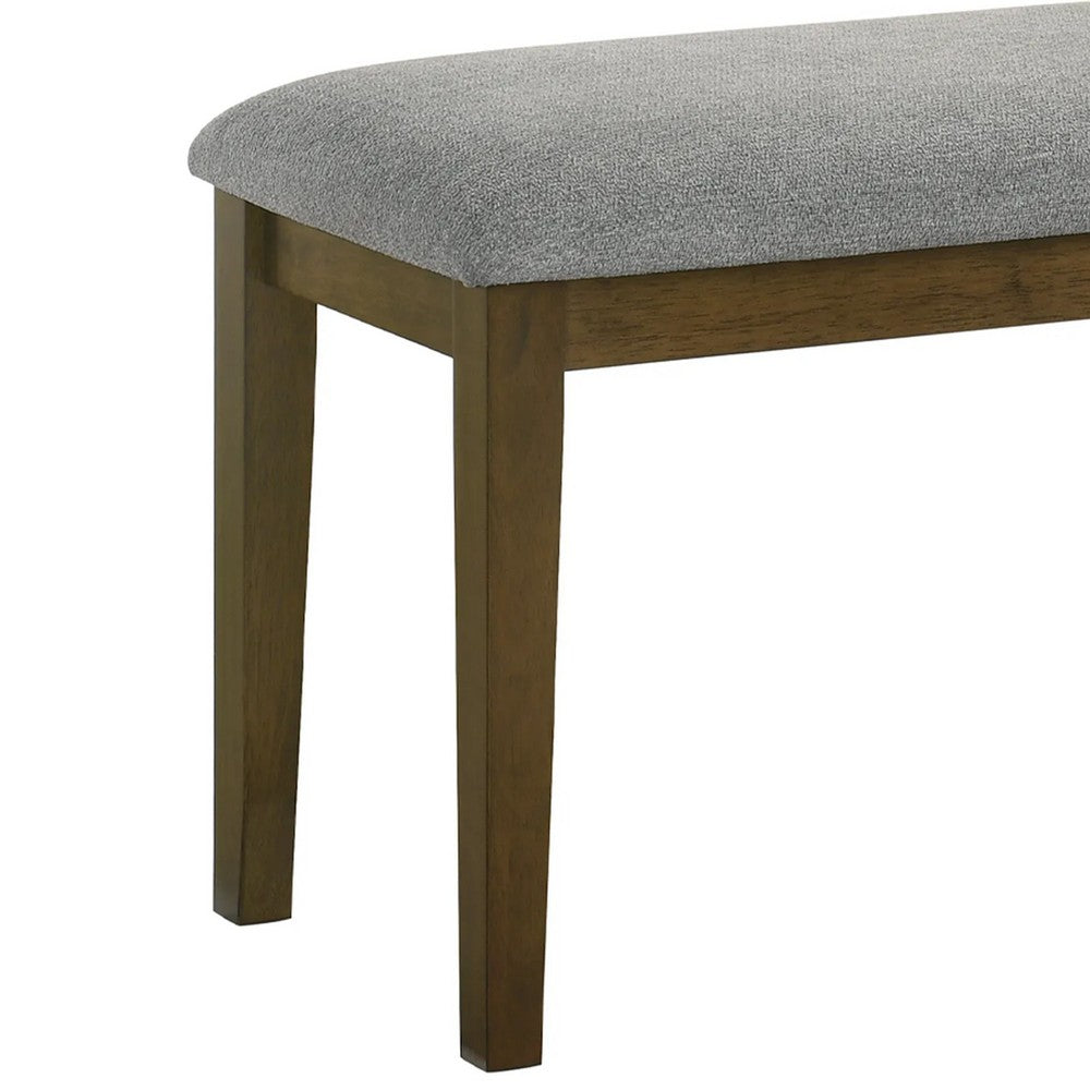 Lyoi Dining Bench, 47 Inch Gray Rectangular Fabric Seat, Brown Wood - BM340163