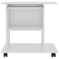 Gulo Computer Desk, Gloss White Wood, 2 Shelves, Keyboard Tray, 32 Inch - BM340451