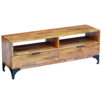 TV Stand, Brown Mango Wood, 2 Shelves and 2 Drawers, 47 Inch - BM340458