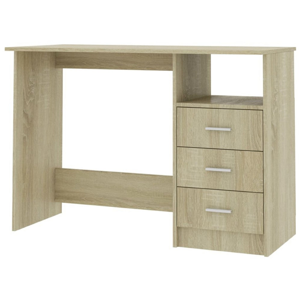 Work Desk, 3 Drawers, 1 Shelf, Sonoma Oak Brown Finish, 43 Inch - BM340479