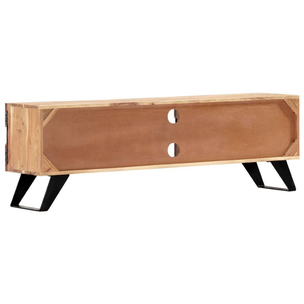 TV Stand Media Cabinet, Natural Brown Acacia Solid Acacia Wood, 55 Inch - BM340498