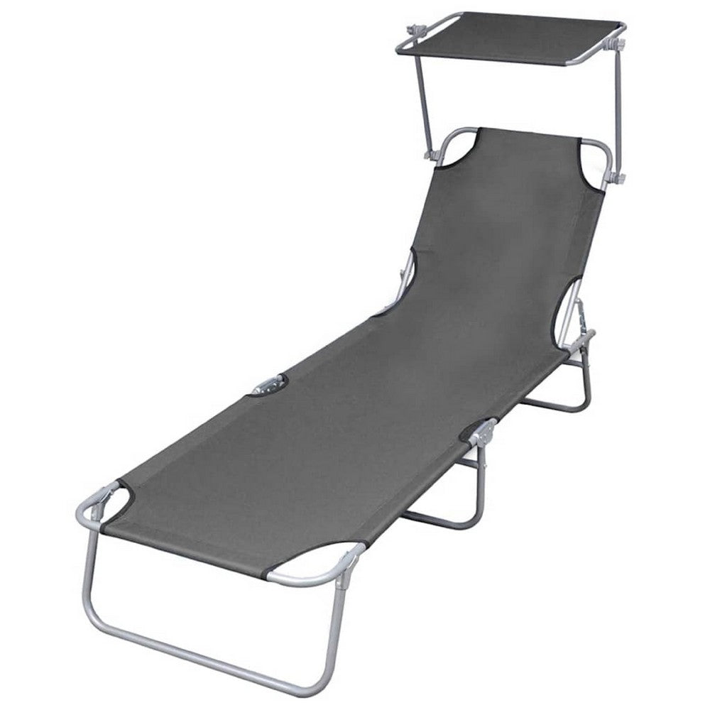 Joanna Sun Lounger Chaise, Gray Fabric, Powder-Coated Steel 75 Inch - BM340537