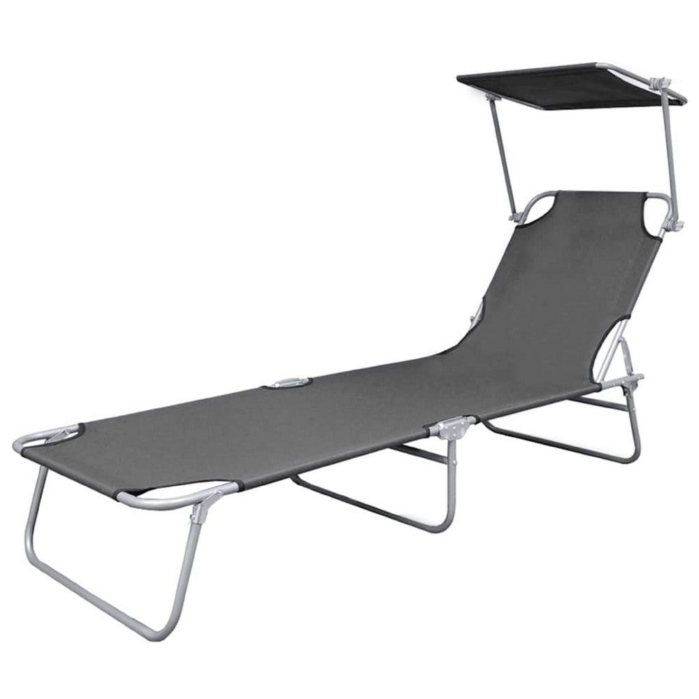 Joanna Sun Lounger Chaise, Gray Fabric, Powder-Coated Steel 75 Inch - BM340537