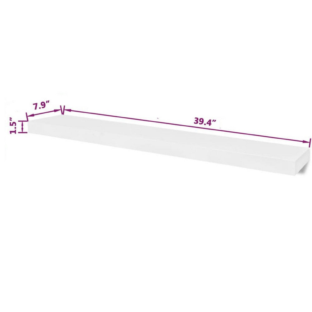 Zyno Floating Wall Shelves Set of 2, Matte White MDF Body - BM340552