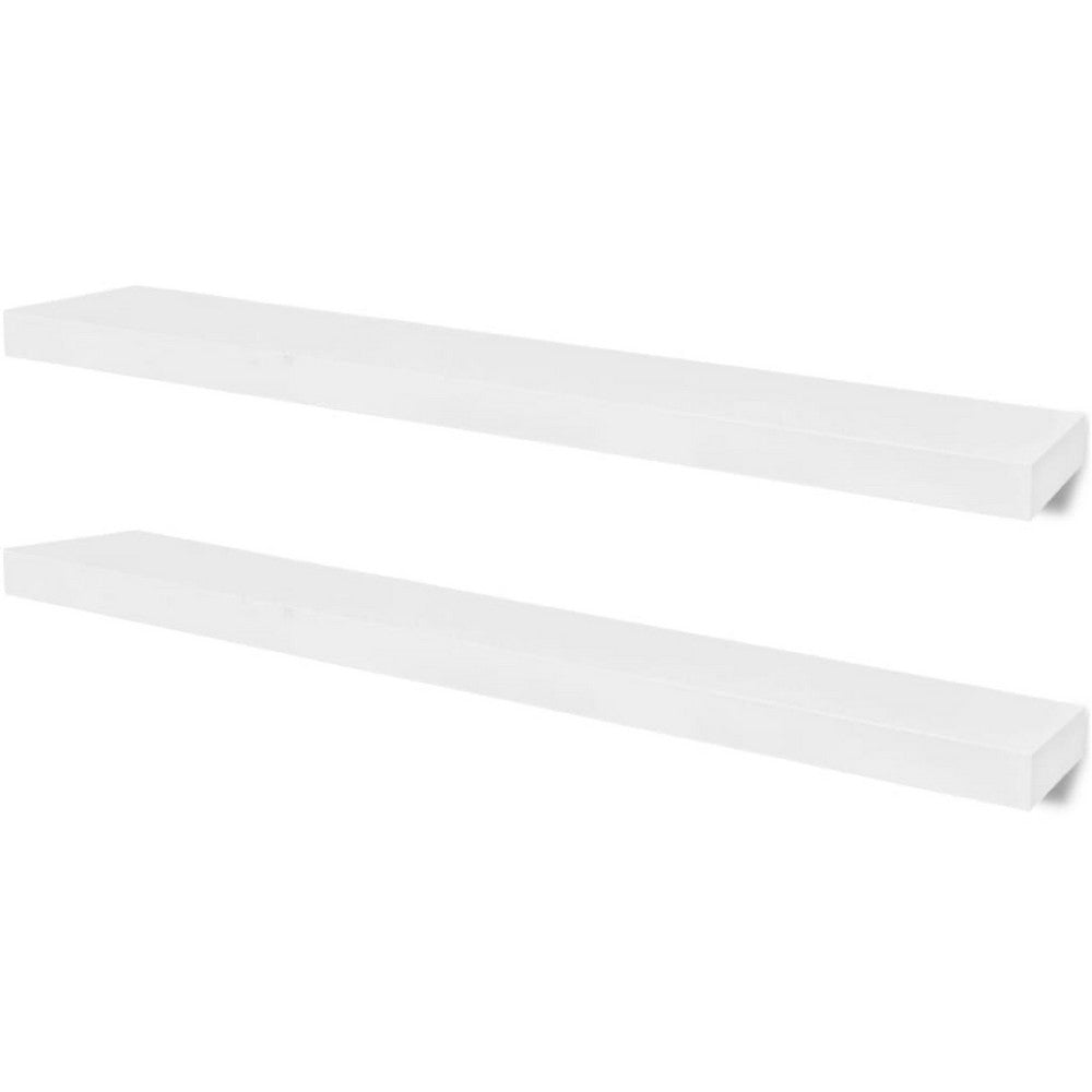Zyno Floating Wall Shelves Set of 2, Matte White MDF Body - BM340552