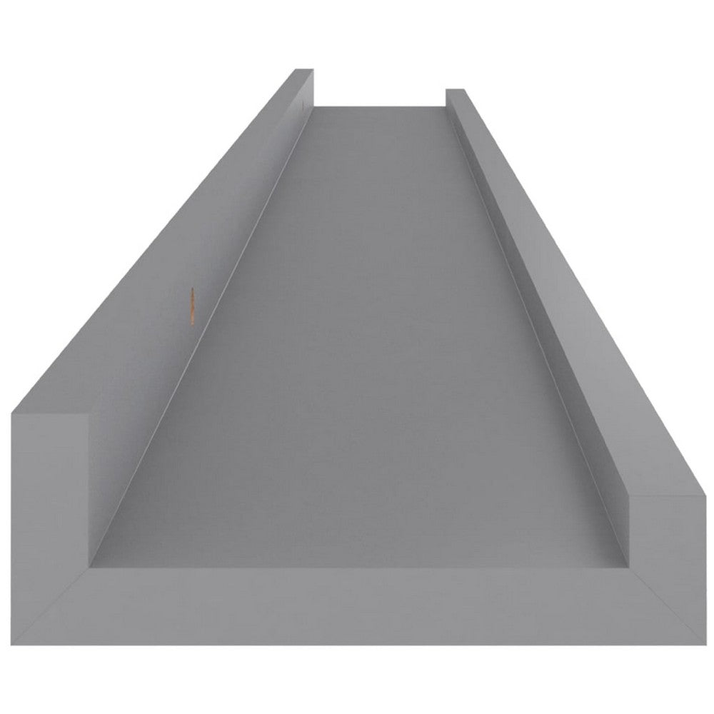 Yuli Modern Wall Shelf Set of 4, Raised Ledge Design, Gray MDF 39 Inch - BM340568