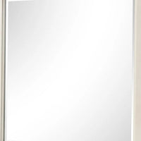 Toi Dresser Mirror, Beveled Glass, Antique White Finished Solid Wood, 38 Inch - BM340856