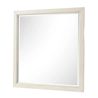 Toi Dresser Mirror, Beveled Glass, Antique White Finished Solid Wood, 38 Inch - BM340856