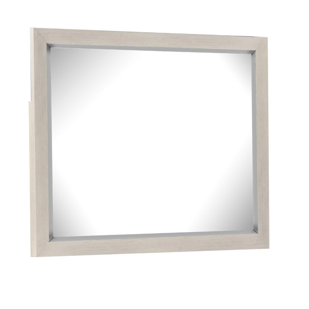 Kexa Dresser Mirror, Bevel Glass, Light Gray Solid Wood Frame, 34x44  - BM340866