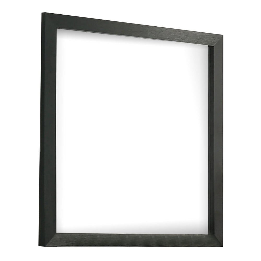 Lati Dresser Mirror, Beveled Glass, Black Wood, 40 Inch Square - BM340881