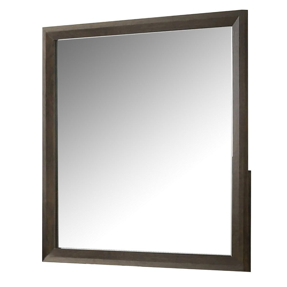 Fel Dresser Mirror, Beveled Glass, Dark Brown Wood Frame, 44x45 - BM340888